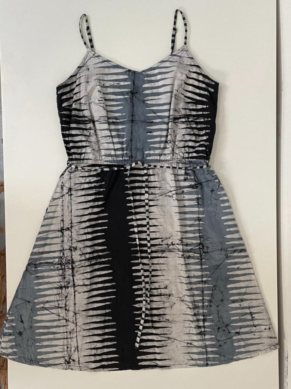 Global Mamas Black Gray Batik Fit & Flare Dress